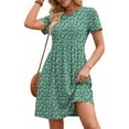 thumbnail image 1 of MOSHU Dresses for Women Crewneck Short Sleeves Women Dresses Casual A-Line Midi Dress with Pockets, 1 of 8