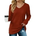 thumbnail image 1 of MOSHU Dressy Tops for Women Classic Fit Long Sleeve Shirts V Neck Lightweight Blouses Casual Tunic Womens Tops, 1 of 9