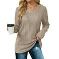 thumbnail image 1 of MOSHU Dressy Tops for Women Classic Fit Long Sleeve Shirts V Neck Lightweight Blouses Casual Tunic Womens Tops, 1 of 9