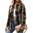 thumbnail image 1 of MOSHU Flannel Shirts for Women Casual Plaid Womens Tops Long Sleeve Button Down Shirts Curved Hem Blouses, 1 of 6