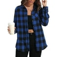 thumbnail image 1 of MOSHU Flannel Shirts for Women Casual Plaid Womens Tops Long Sleeve Button Down Shirts Curved Hem Blouses, 1 of 5