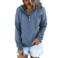 thumbnail image 1 of MOSHU Half Boutton Womens Hoodies Drawstring Hooded Sweatshirts for Woman With Pocket, 1 of 10