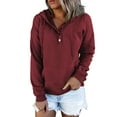 thumbnail image 1 of MOSHU Half Boutton Womens Hoodies Drawstring Hooded Sweatshirts for Woman With Pocket, 1 of 10
