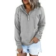 thumbnail image 1 of MOSHU Half Boutton Womens Hoodies Drawstring Hooded Sweatshirts for Woman With Pocket, 1 of 10