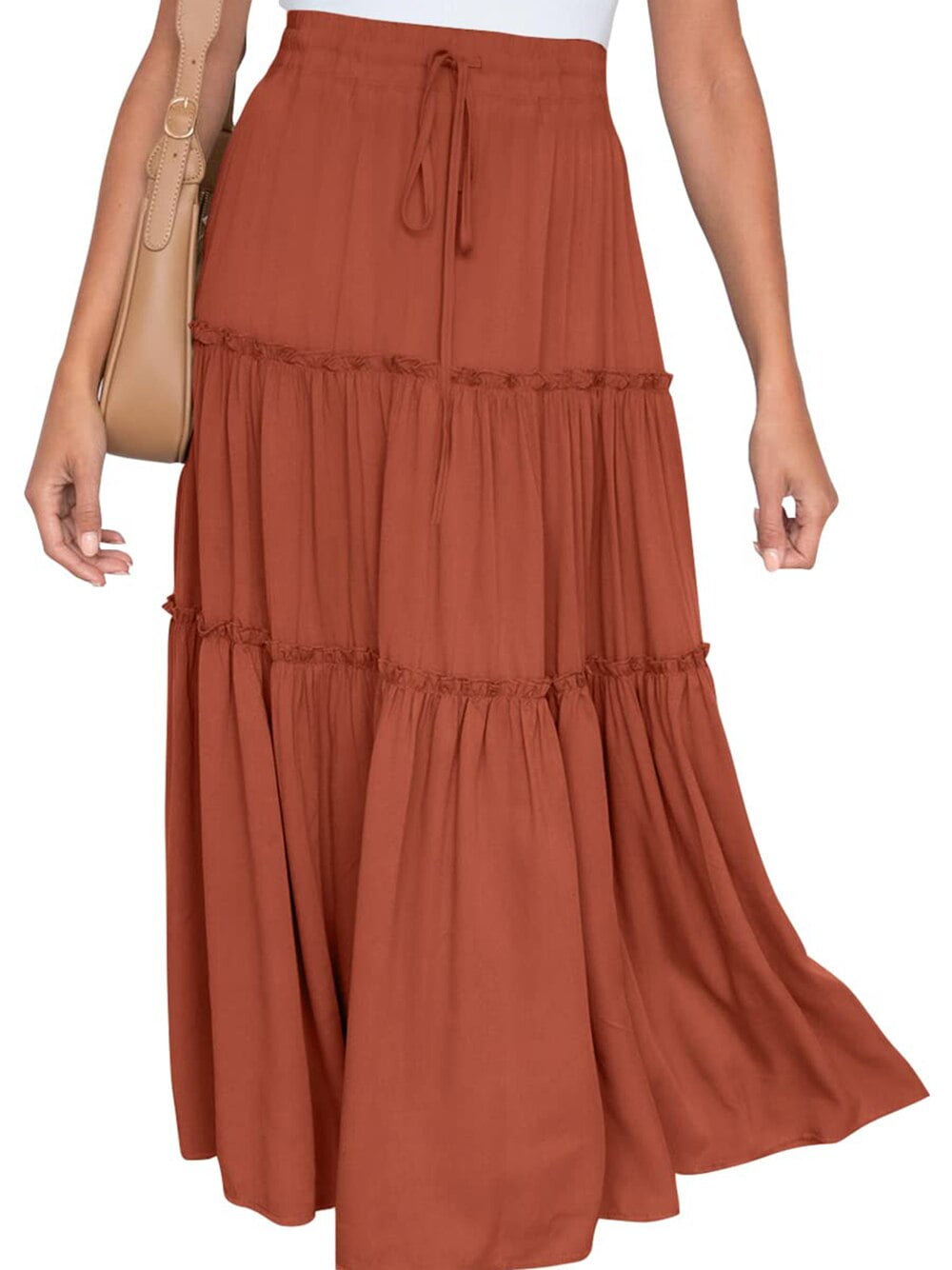 Mid-Waist Pleated Flowy Skirt