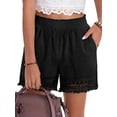 thumbnail image 1 of MOSHU High Waisted Shorts for Women Cotton Lounge Shorts Dressy Lace Trim Summer Beach Pants with Pockets, 1 of 8