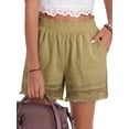thumbnail image 1 of MOSHU High Waisted Shorts for Women Cotton Lounge Shorts Dressy Lace Trim Summer Beach Pants with Pockets, 1 of 8