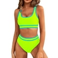 thumbnail image 1 of MOSHU High Waisted Womens Bikini Sets Sporty Two Piece Swimsuits for Women Color Block High Cut Bathing Suits, 1 of 6
