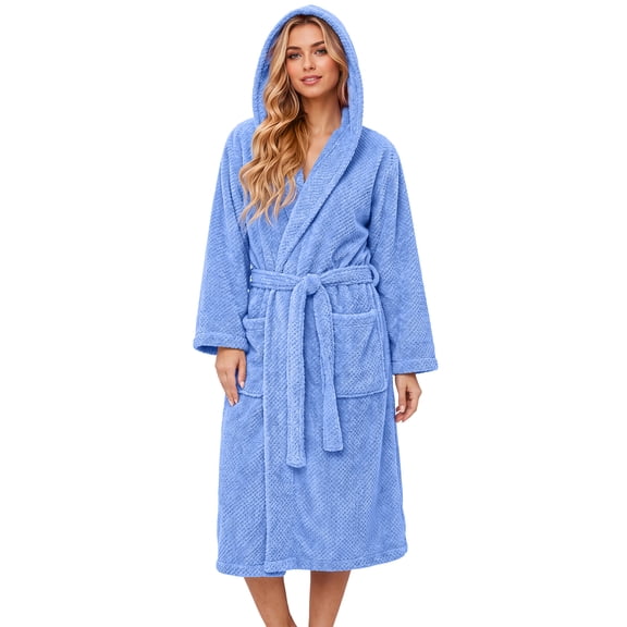 MOSHU Hooded Robes for Women Soft Long Towel Bathrobes Quick Dry yet Warm Men Womens Robe with Pockets