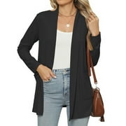 MOSHU Lightweight Cardigans for Women Long Sleeve Open Front Tops Casual Loose Fall Cardigan with Pockets