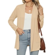 MOSHU Lightweight Cardigans for Women Long Sleeve Open Front Tops Casual Loose Fall Cardigan with Pockets