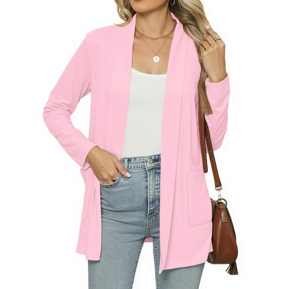 MOSHU Lightweight Cardigans for Women Long Sleeve Open Front Tops Casual Loose Fall Cardigan with Pockets