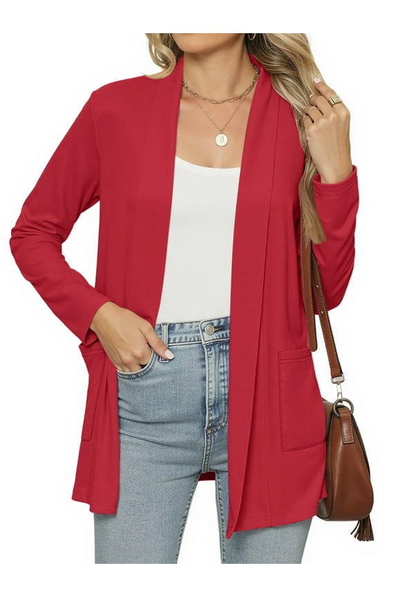 Lightweight Cardigans for Women Long Sleeve Open Front Tops Casual Loose Fall Cardigan with Pockets