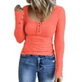thumbnail image 1 of MOSHU Long Sleeve Womens Shirts Casual Henley Tops for Women Fall Button Down Blouses, 1 of 11