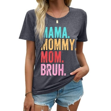MOSHU Mothers Day Shirts for Women Round Neck Women T-Shirts Short Sleeve Loose Graphic Tees