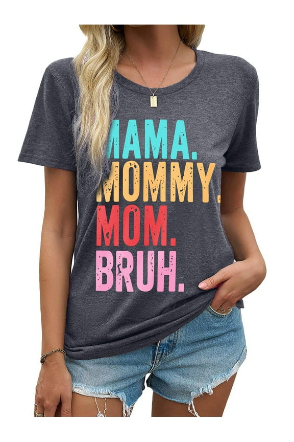 Mothers Day Shirts for Women Round Neck Women T-Shirts Short Sleeve Loose Graphic Tees