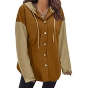 MOSHU Oversize Hoodies for Women Loose Fit Drawstring Hooded Womens Sweatshirts Button Down Shacket Jackets with Pocket