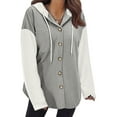 thumbnail image 1 of MOSHU Oversize Hoodies for Women Loose Fit Drawstring Hooded Womens Sweatshirts Button Down Shacket Jackets with Pocket, 1 of 7
