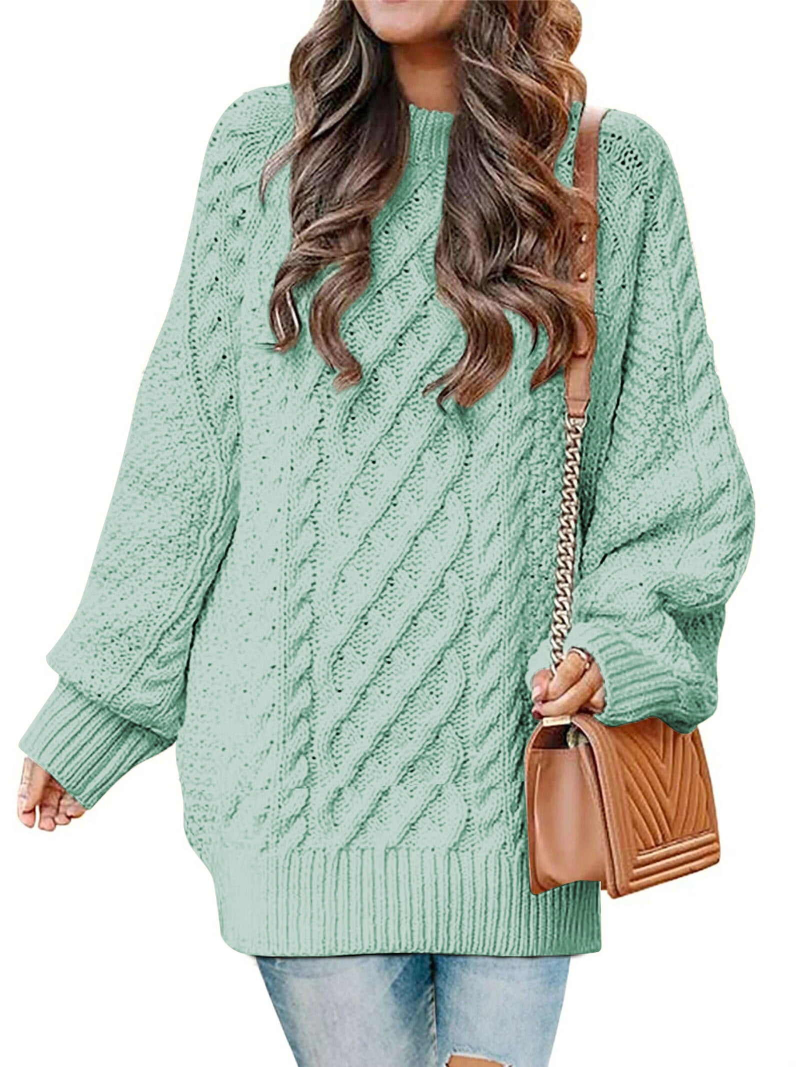 MOSHU Oversized Sweaters for Women Cable Knit Chunky