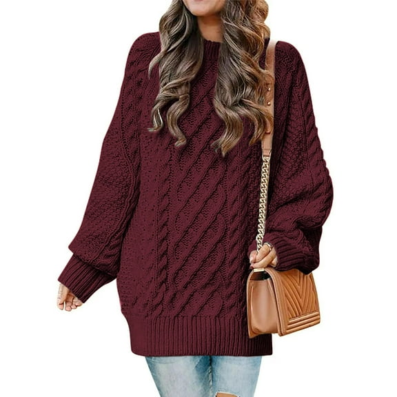 MOSHU Oversized Sweaters for Women Cable Knit Chunky Pullover Sweater