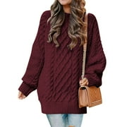 MOSHU Oversized Sweaters for Women Cable Knit Chunky Pullover Sweater