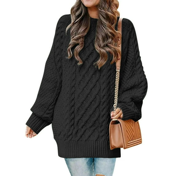 MOSHU Oversized Sweaters for Women Cable Knit Chunky Pullover Sweater
