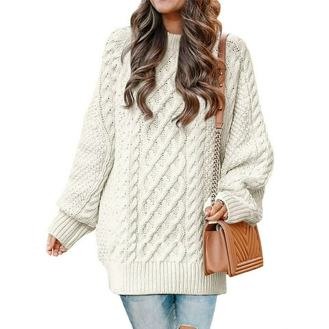 Oversized Sweaters for Women Cable Knit Chunky Pullover Sweater