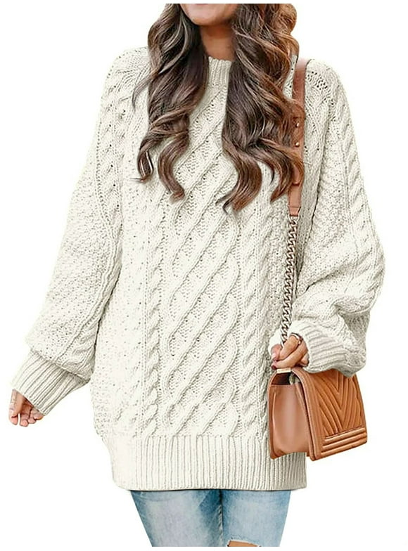 Oversized Sweaters for Women Cable Knit Chunky Pullover Sweater