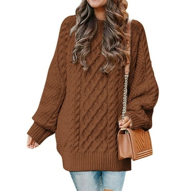 MOSHU Oversized Sweaters for Women Cable Knit Chunky Pullover Sweater