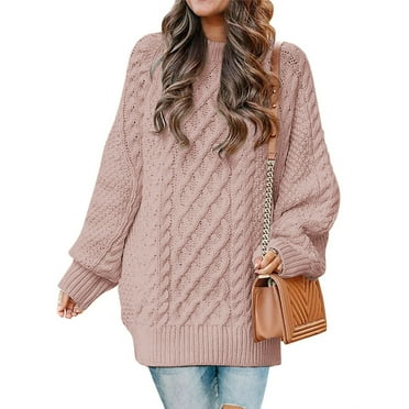 MOSHU Oversized Sweaters for Women Cable Knit Chunky Pullover Sweater