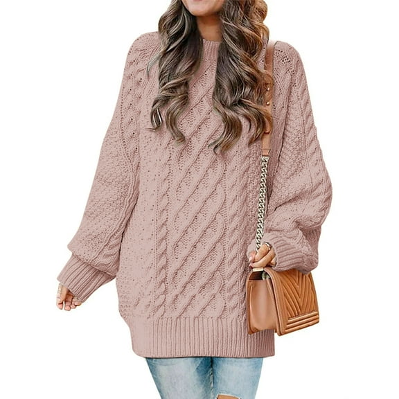 MOSHU Oversized Sweaters for Women Cable Knit Chunky Pullover Sweater