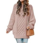 MOSHU Oversized Sweaters for Women Cable Knit Chunky Pullover Sweater