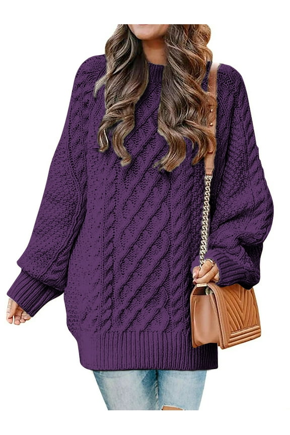 Oversized Sweaters for Women Cable Knit Chunky Pullover Sweater
