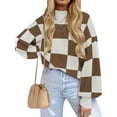 thumbnail image 1 of MOSHU Oversized Sweaters for Women Drop Shoulder Plaid Colorblock Tops Fall Crewneck Pullover Sweater, 1 of 10