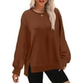 thumbnail image 1 of MOSHU Oversized Sweatshirts for Women Crew Neck Long Sleeve Tops Casual Pullover Sweatshirt Side Split Outfits, 1 of 9