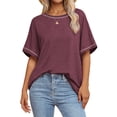 thumbnail image 1 of MOSHU Oversized T Shirts for Women Quilting Stitching Womens Shirts Classic Trendy Casual Tops, 1 of 7