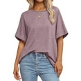 thumbnail image 1 of MOSHU Oversized T Shirts for Women Quilting Stitching Womens Shirts Classic Trendy Casual Tops, 1 of 5