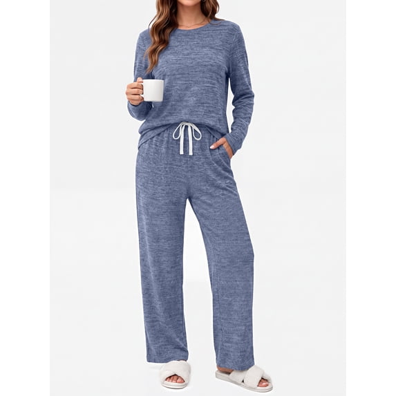 MOSHU Pajama Sets for Women Casual Two Piece Lounge Sets Soft Long Sleeve Tops and Long Pants Comfy Sleepwear fall Outfits