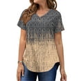 thumbnail image 1 of MOSHU Plus Size T-shirts for Women V Neck Summer Tunic Tops Floral Print Curved Hem Women Shirts, 1 of 7