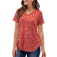 thumbnail image 1 of MOSHU Plus Size T-shirts for Women V Neck Summer Tunic Tops Floral Print Curved Hem Women Shirts, 1 of 6