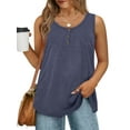 thumbnail image 1 of MOSHU Plus Size Tank Tops for Women Henley Sleeveless Shirts Summer Button Down Womens Tops, 1 of 7