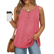MOSHU Plus Size Tank Tops for Women Henley Sleeveless Shirts Summer Button Down Womens Tops