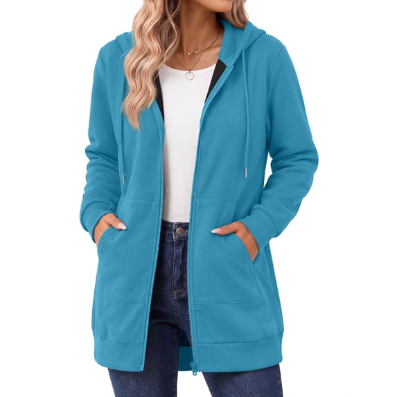 MOSHU Plus Size Women Zip Up Hoodies Long Sleeve Cotton Fleece Sweatshirts for Women Casual Hooded Jackets Fall Tops with Pockets