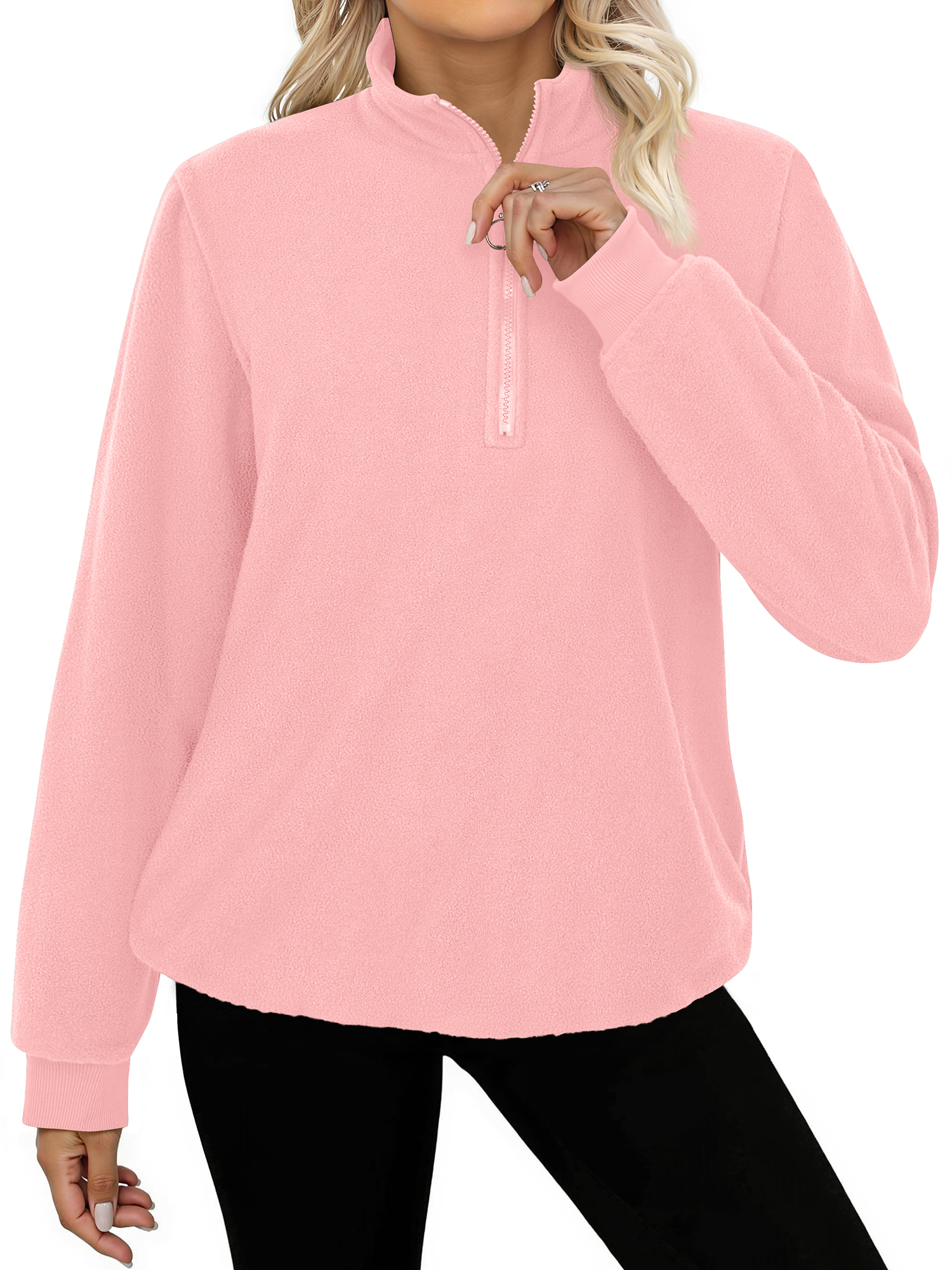 Polar Fleece Sweatshirts for Women Quarter Zip Long Sleeve Tops Pullover Womens Sweatshirts
