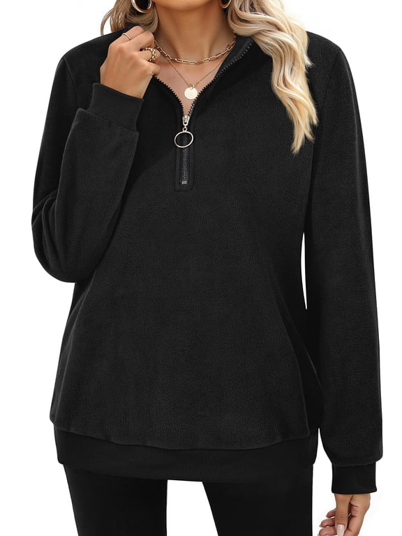 Polar Fleece Sweatshirts for Women Quarter Zip Long Sleeve Tops Pullover Womens Sweatshirts
