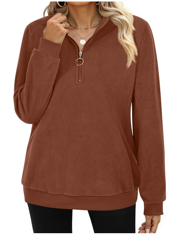Polar Fleece Sweatshirts for Women Quarter Zip Long Sleeve Tops Pullover Womens Sweatshirts