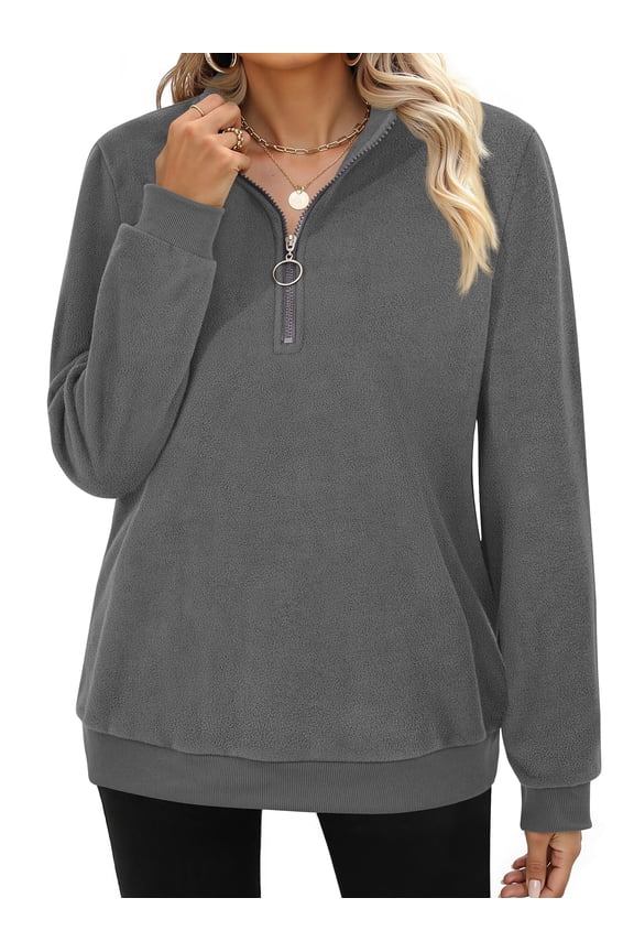 Polar Fleece Sweatshirts for Women Quarter Zip Long Sleeve Tops Pullover Womens Sweatshirts