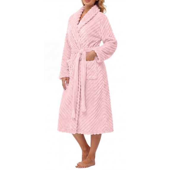 MOSHU Premium Robes for Women Super Soft Cozy Fleece Womens Robe Plush Long Bathrobe with Pockets