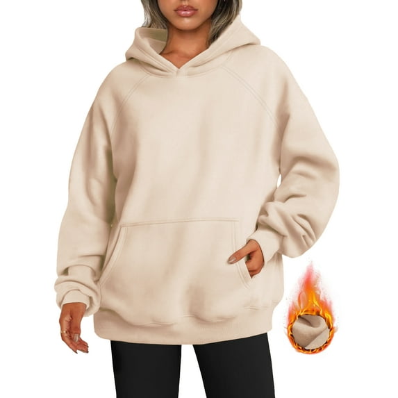 MOSHU Pullover Hoodies for Women Long Sleeve Womens Sweatshirts Winter Fall Oversized Fleece Tops Casual Basic Outfits with Pocket