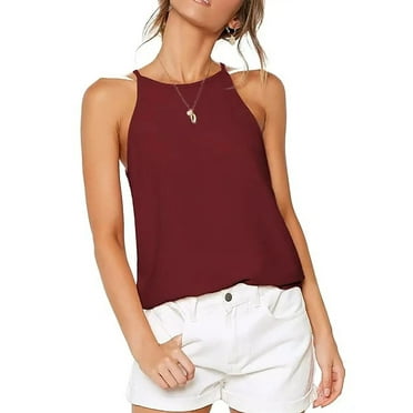 MOSHU Racerback Tank Tops for women Halter Casual Cami Sleeveless Summer Tops